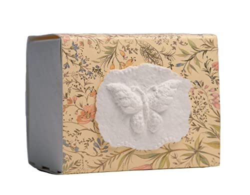 The Favorite Place® Burial Biodegradable Urn for Human Ashes, (Small Butterfly Urn Box), Water Burial Urn, Urn for Cremation, Cremation Urn, (Small Butterfly on Florentine Flower) R-215 - color: Florentine Butterfly Cotton Inspired By Venetian Renaissance
