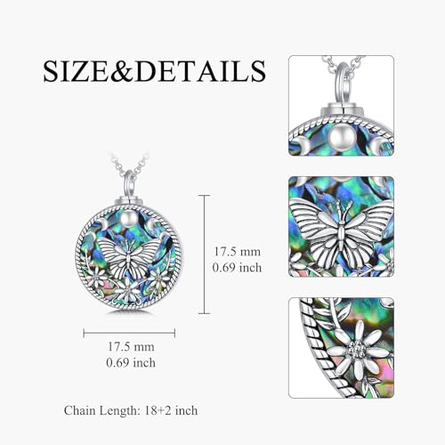 PELOVNY Urn Necklaces for Ashes of Loved Ones 925 Sterling Silver Personalized Heart Locket Urn Necklace Cremation Keepsake Memorial Jewelry Gifts for Women Men - color: Butterfly Urn-1