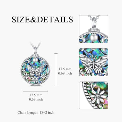 PELOVNY Urn Necklaces for Ashes of Loved Ones 925 Sterling Silver Personalized Heart Locket Urn Necklace Cremation Keepsake Memorial Jewelry Gifts for Women Men - color: Butterfly Urn-1