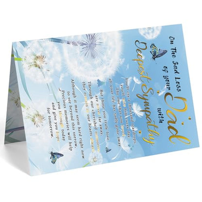 Sympathy Card for Loss of Dad, Heartfelt Condolence Gift | Heartfelt Memorial Poem, Double-Sided 8 x 5.3 Inches, Sympathy Card with Envelope for Grieving Daughters, Sons, Families - style: Card-248