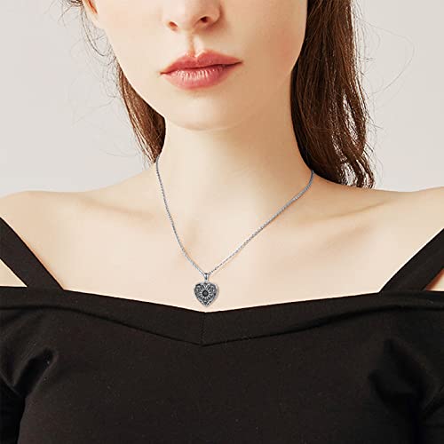 SOULMEET Personalized Silver Locket Necklace That Holds Pictures Photo Keep Someone Near to You, Memorial Custom Lockets Necklaces Letters Engraving for His Her - color: A3-Sunflower-Black, style: Locket Necklace Only