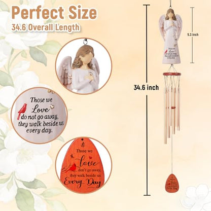 Angel Memorial Wind Chimes, Memorial Sympathy Wind Chime Gifts for Loss of Loved One, Healing Gifts for Grieving Friend or Family, in Memory of Mother Father Brother Sister