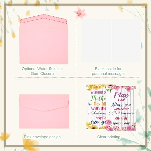 Eaasty 50 Sets Christian Birthday Cards with Envelopes Stickers, 4x6 Inch - style: Mother's Day