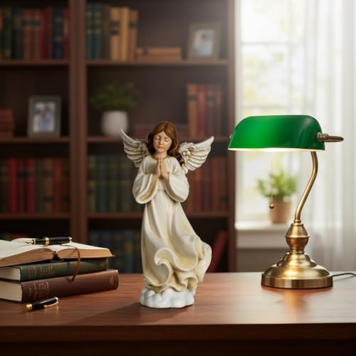 ShineOnAnegl 8.5 Inch Guardian Angel Figurine, Hand-Painted Resin Praying Angel Statue for Home Decor, Inspirational Godmother, Sister, Birthday and Wedding Gifts