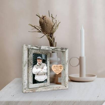 Rotating Brother Memorial Wood Frame Loss of Bro Sympathy Gift | Double 4x6 Photo Frame, Bereavement Condolences Remembrance Sorry for Your Loss Grief Keepsake - color: Loss of Brother