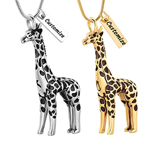Yinplsmemory Cremation Jewelry Animal Giraffe Urn Necklace for Ashes for Women/Men Keepsake Ashes Holder Urn Locket Pendant Necklace for Human/Pet Ashes - color: Customize