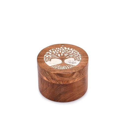 Samhita Wooden Tree of Life Keepsake Box for Human & Pet Ashes - Cat & Dog Urn (3.5" x 3.5" x 2.5")