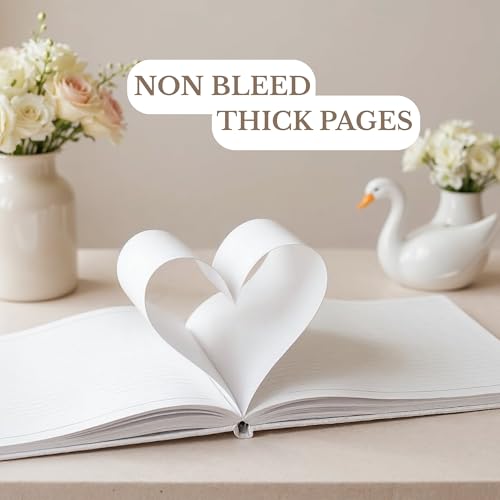 Wedding Guest Book for Guests to Sign, Elegant Wedding Guestbook Ideas, Sign in Book for Bridal and Baby Shower, Polaroid Guest Book, 100 Thick Lined and Blank Pages for Party, Wedding Books - color: Neutral