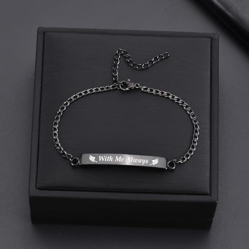 RIPFEVURN 3 Pack Cremation Jewelry Urn Bracelet for Ashes for Women Men Adjustable Memorial Keepsake Bangle Rope Braided Bracelet - color: Link-Black