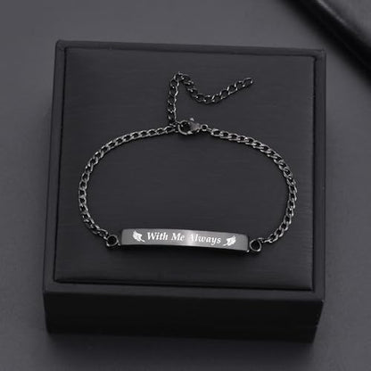 RIPFEVURN 3 Pack Cremation Jewelry Urn Bracelet for Ashes for Women Men Adjustable Memorial Keepsake Bangle Rope Braided Bracelet - color: Link-Black