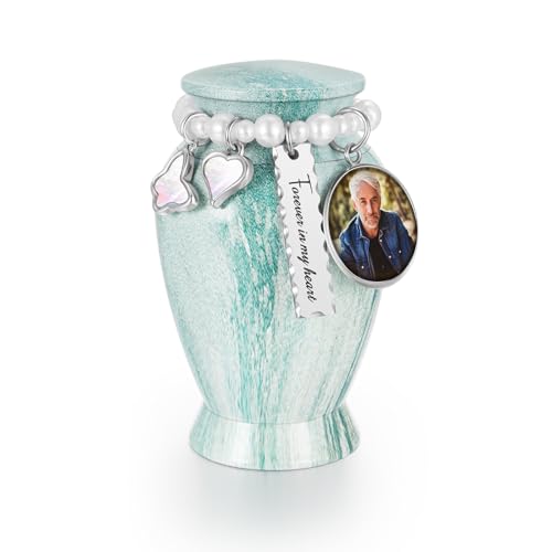SOITIS Personazlied Small Urns for Human Ashes Keepsake, 2.83 Inches Urn for Women Men, Customized Aluminum Cremation Urns for Human Ashes-Lake Green with Butterfly Urn - color: Custom-green B