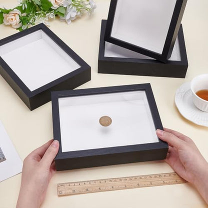 8 Pack 6x8 Inch Shadow Box Picture Frame, Shadow Box Frame Bulk | Black Wood Shadow Boxes Display Cases 3D Frames Shadow Box for Wedding Memories Crafts Awards Medals Tickets Photos - color: Black