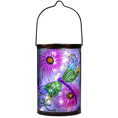 MUMTOP Dragonfly Solar Lantern Outdoor Waterproof, Hanging Garden Light - color: Lavender