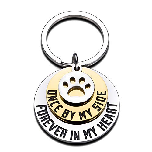 Dog Cat Pet Memorial Gifts Keychain for Pet Lover Remembrance Jewelry | Gifts for Loss of Pet Sympathy Condolences Dog Remembrance Gifts Men Women Pet Owner Once by My Side Keepsake Key Ring
