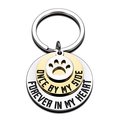 Dog Cat Pet Memorial Gifts Keychain for Pet Lover Remembrance Jewelry | Gifts for Loss of Pet Sympathy Condolences Dog Remembrance Gifts Men Women Pet Owner Once by My Side Keepsake Key Ring