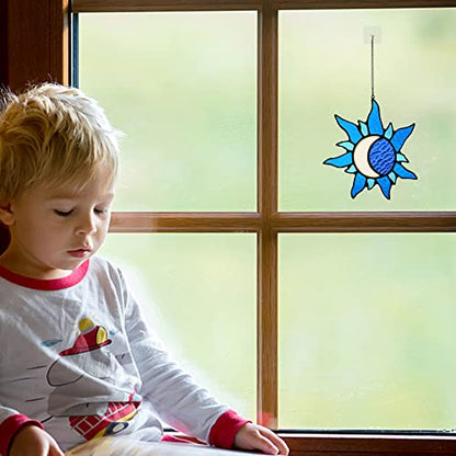 Sun and Moon Stained Glass Window hangings,Suncatcher for Winodw - color: Sunmoon