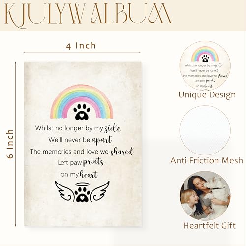 Pet Memorial Photo Albums 4x6, Dog Cat Remembrance Gift, Whilst No Longer by My Side We'll Never Be Apart Small Memory Photo Album Book for 18 Pockets Hold 36 Pictures