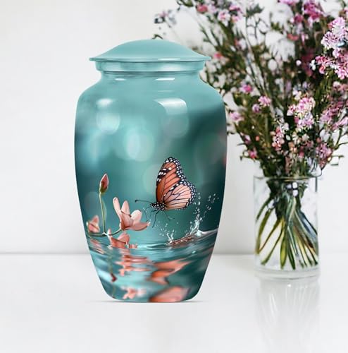 Butterfly Urn for Ashes - Large Adult Urn - 200 lbs Capacity - Polished Multicolor Metal Urn - 10 INCH - size: #1 (Large Size)