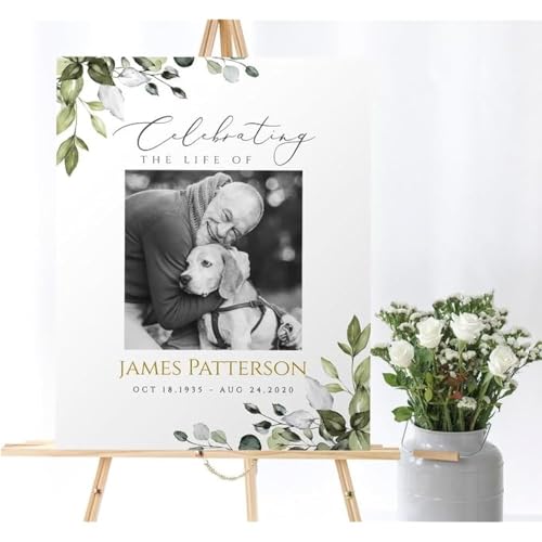 Personalized Greenery Celebration of Life Welcome Sign With Photo - Celebration of Life Sign - Celebration of Life Funeral Sign - Funeral Sign - Funeral Welcome Sign - Celebration of Life Programs - color: Multi 3