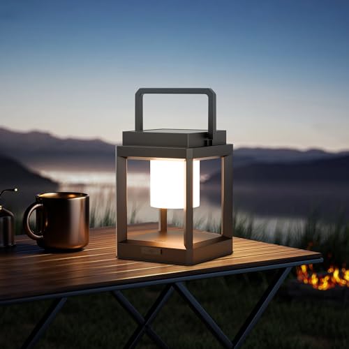 Outdoor Table Lamp, 3-Level Brightness LED Solar Table Lamp, Solar Lanterns Outdoor Waterproof Hanging for Patio Walking Reading Camping