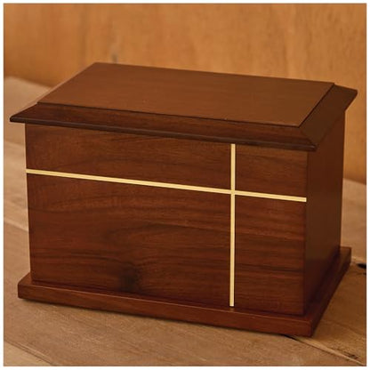 Aspen Studio AspenStudio Cross Walnut Wooden Urn for Cremation Human Ash Handcrafted Solid Wood Urn Up to 200lbs for Adult