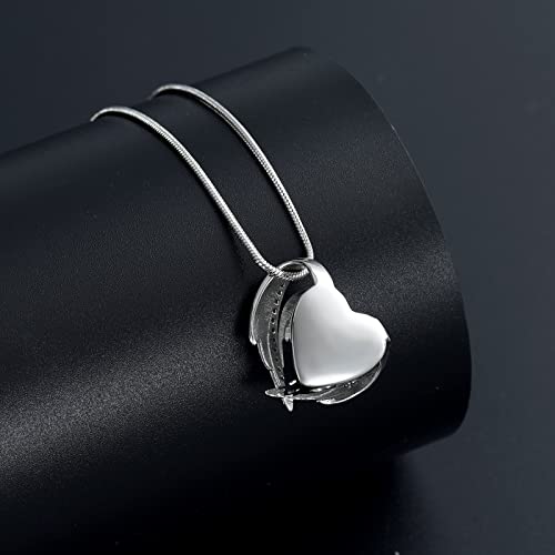 Heart Crystal Cremation Urn Necklace for Ashes, Stainless Steel Cremation Jewelry for Ashes Memorial Pendant Ashes Urn Necklace with Engraving and Filling Kit - color: Sky-Blue Crystal