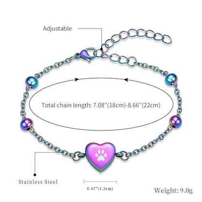 shajwo Pet Cremation Jewelry Paw Print Heart Urn Bracelet for Ashes - color: Rainbow