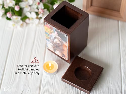 Personalized Pet Memorial - Dog Memory Box Keepsake with Photo, Cat Cremation Urn for Ashes Candle (Medium, Without Engraving) - size: Medium