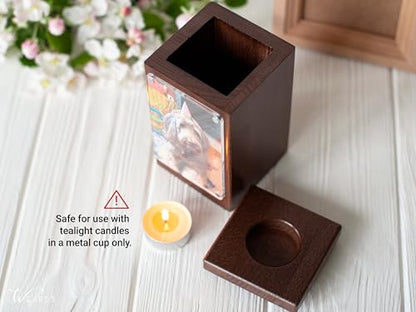 Personalized Pet Memorial - Dog Memory Box Keepsake with Photo, Cat Cremation Urn for Ashes Candle (Medium, Without Engraving) - size: Medium