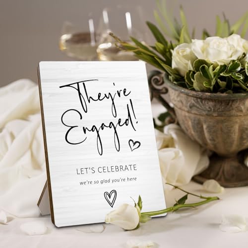 Wedding Engagement Wooden Stand,Wedding Welcome Wooden Sign Stand 5x7 Inch,Engagement Party Sign,Engagement Signs For A Party，Engagement Party Welcome Sign，They're Engaged Sign - color: wedding 011