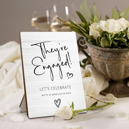 Wedding Engagement Wooden Stand,Wedding Welcome Wooden Sign Stand 5x7 Inch,Engagement Party Sign,Engagement Signs For A Party，Engagement Party Welcome Sign，They're Engaged Sign - color: wedding 011
