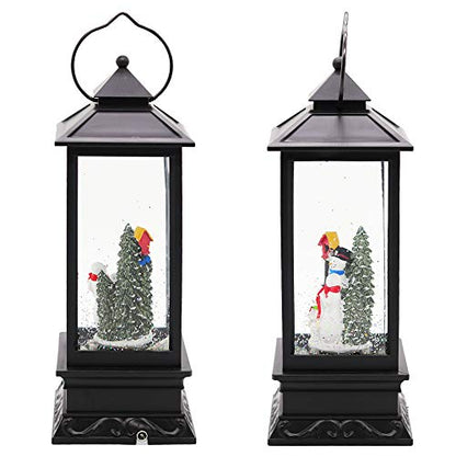 Snowmen Christmas Musical Snow Globe Lantern with 6 Hour Timer | Battery Operated USB Powered, USB Included, Swirling water Glitters, Singing Snow Globe Lamp, Christmas Holiday Decor Gift - color: A-snowman