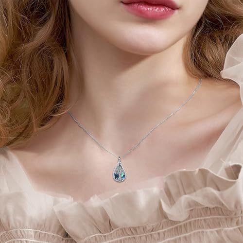 URONE Urn Necklaces for Ashes 925 Sterling Silver Abalone Shell Tree of Life Cremation Jewelry for Ashes Memory Jewelry for Women Men - style: Teardrop Tree