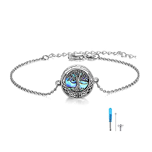 ONEFINITY Sunflower/Tree of Life Urn Bracelet for Ashes 925 Sterling Silver Sunflower/Tree of Life Cremation Keepsake Pendant Locket Bracelet for Women Mom - style: Tree of Life Urn Bracelet