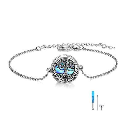 ONEFINITY Sunflower/Tree of Life Urn Bracelet for Ashes 925 Sterling Silver Sunflower/Tree of Life Cremation Keepsake Pendant Locket Bracelet for Women Mom - style: Tree of Life Urn Bracelet