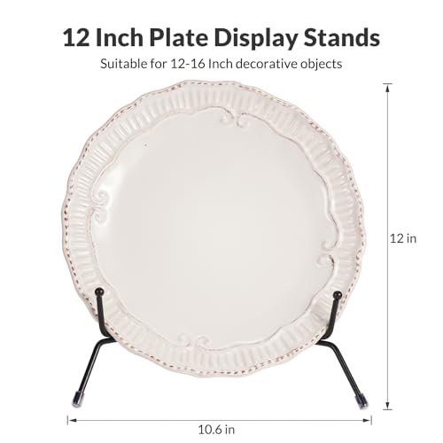 2 Pack 12 Inch Black Iron Plate Display Stands for Frames, Pictures, Photos, Books, Decorative Plates and Artworks