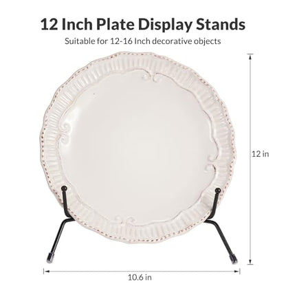 2 Pack 12 Inch Black Iron Plate Display Stands for Frames, Pictures, Photos, Books, Decorative Plates and Artworks