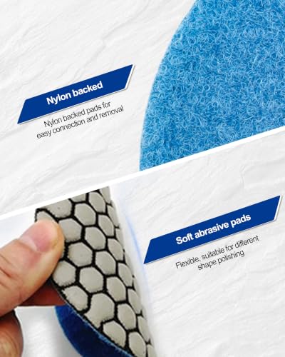 SHDIATOOL Dry Diamond polishing Pads 4 Inch Set of 8 Pieces Plus a Rubber Backer for Granite Marble Stone Quartz Ceramic - style: 8 Pieces+R Backer