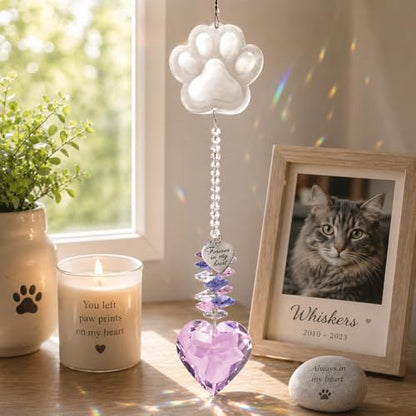 Pet Memorial Suncatcher, Dog Memorial Gifts, Pet Loss, Pet Sympathy, Thoughtful Dogs and Cats Remembrance, Bereavement Gifts - Pink - color: Pink