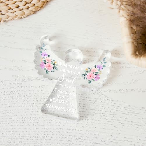 Sympathy Gifts, Angel Acrylic Memorial Bereavement Sign Gift, Grieving Gift, Remembrance Grief Dandelion Theme Gifts for Loss of Loved One, Sympathy Sign for Home Living Room Table Centerpiece Decor - style: 045