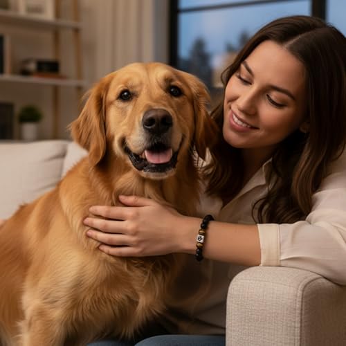Pet Memorial Stone Bracelet, Pet Sympathy Rainbow Bridge Pets Memorial Bracelet with Card Dog Memorials Gifts for Men Women Who Loss of Beloved Dog Cat