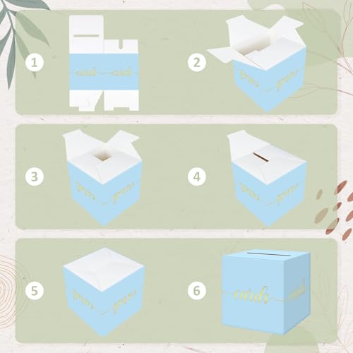 Elegant Light Blue Card Box for Party, Gold Foil Baby Shower Card Box - color: Z08 Light Blue