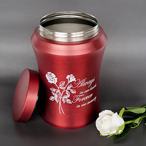 Up to 220 lbs Large Cremation Urns and Set of 4 Small Bamboo Scattering Urns for Adult Male Female Human Ashes, Decorative Urn and Spreading Ashes Urn Tube with Velvet Bag(Rose of Love)