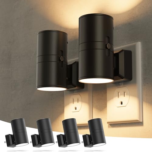 Night Lights Plug into Wall, Modern LED Night Light Plug in, Dusk to Dawn Sensor, Soft White 3000K, 0-100LM Adjustable Brightness, Dimmable NightLight for Hallway, Bedroom, Stairway, 4 Pack | Dusk to Dawn Sensor, Soft White 3000K, 0-100LM Adjustable Brigh