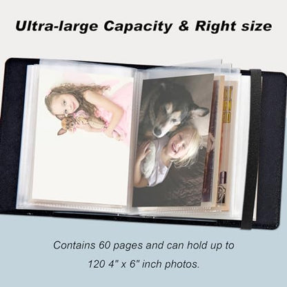 Small Photo Album 4x6, 60 Pockets Holds 120 Photos, Slip-in Pocket Photo Album with Black Elastic Band for Family Wedding Baby Travel Pictures, Cute Sea Turtle - color: Cute Sea Turtle, size: 4 X 6