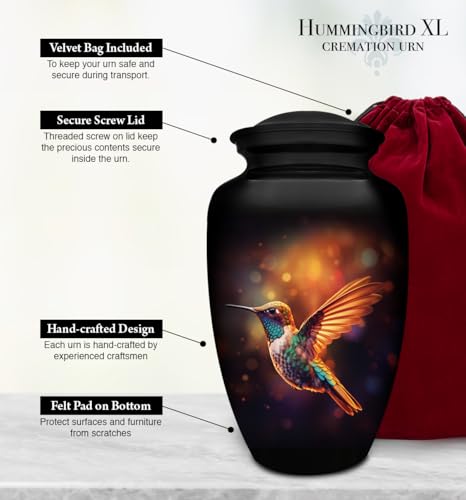 Hummingbird Urn - Extra Large Urn with Bag for Adult Ashes - color: Hummingbird, size: 1 Extra Large Urn