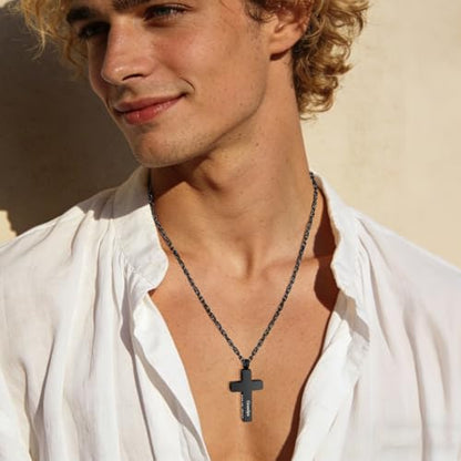 Cremation Cross Necklace for Ashes Stainless Steel Cross Urn Pendant Ashes Holder Memorial Jewelry-With Me Always - style: Grandpa