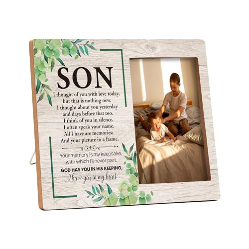 Memorial Pictures Frame, Best Son Photo Frame, Sympathy Gifts For Loss Of Son, Funeral Remembrance Gifts, Farmhouse Home Living Room Bedroom Decoration -54