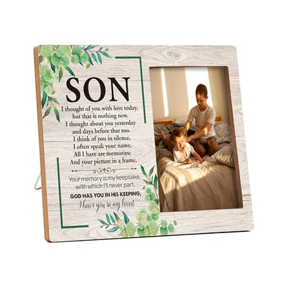 Memorial Pictures Frame, Best Son Photo Frame, Sympathy Gifts For Loss Of Son, Funeral Remembrance Gifts, Farmhouse Home Living Room Bedroom Decoration -54