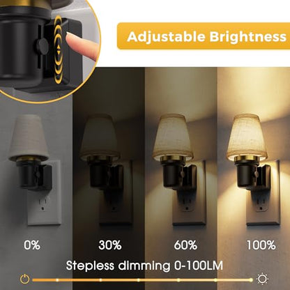 L LOHAS LED Night Lights Plug into Wall, Linen Fabric Night Light - color: Round Platform-3000K, size: 1 Pack